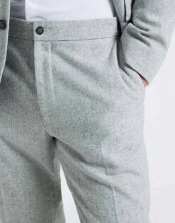 River Island Faux Slim Fit Suit Trousers In Grey - Marl For Men