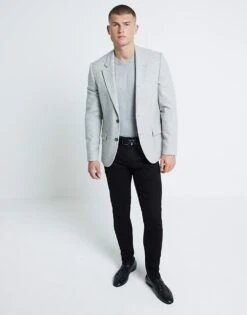 River Island Marl Slim Fit Wool Blend Suit Jacket In Grey - Marl For Men -Layered Clothes 207463358 1 greymarl 1