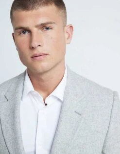 River Island Marl Slim Fit Wool Blend Suit Jacket In Grey - Marl For Men -Layered Clothes 207463358 4