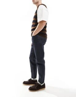 River Island Slim Fit Japanese Selvedge Jeans In Darkwash Blue For Men Blue - Dark -Layered Clothes 207479290 3