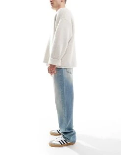 River Island Loose Fit Jeans In Light Blue For Men Blue - Light -Layered Clothes 207479328 3