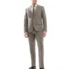 River Island Slim Fit Suit In Heritage Microcheck - BROWN -Layered Clothes 207479355 3