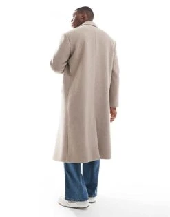 River Island Double Breasted Coat In Sand For Men Beige -Layered Clothes 207479395 4