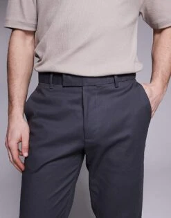 River Island Tailored Chino Trousers In Grey For Men Grey - Dark -Layered Clothes 207479402 4