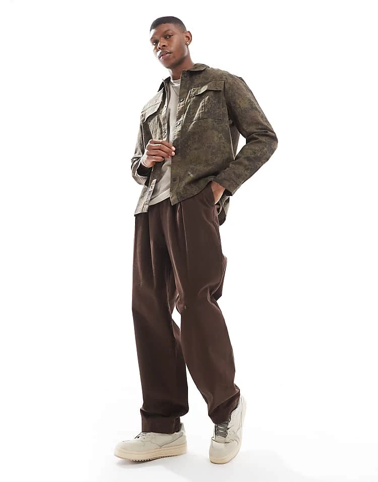 River Island Ame Le Nuit Overshirt In Camo For Men Brown 4 River Island Ame Le Nuit Overshirt In Camo For Men Brown - Image 2