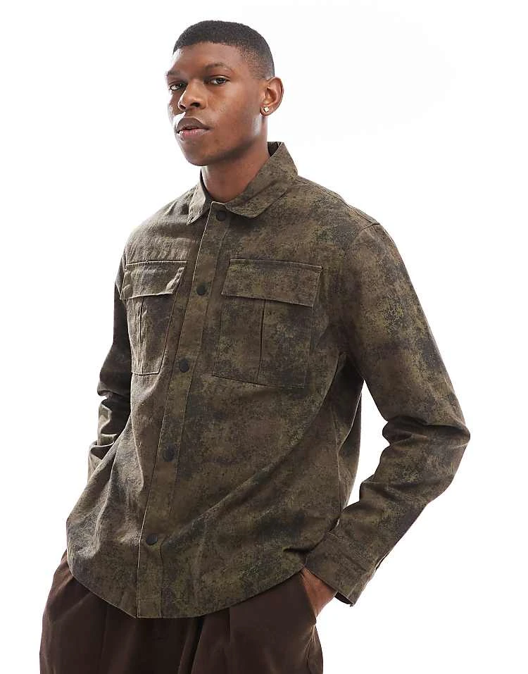 River Island Ame Le Nuit Overshirt In Camo For Men Brown 5 River Island Ame Le Nuit Overshirt In Camo For Men Brown - Image 3