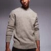 River Island Soft Knit Graphic Jumper In Light Brown For Men -Layered Clothes 207479439 1 brown