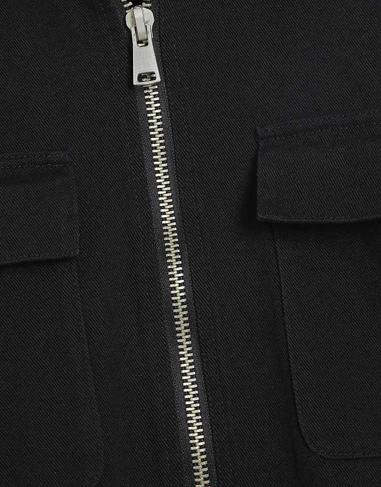 River Island Zip Up Twill Overshirt In Black For Men 4 River Island Zip Up Twill Overshirt In Black For Men - Image 2