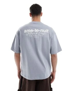 River Island Oversized Ame Le Nuit T-shirt In Grey For Men -Layered Clothes 207479479 1 grey 1