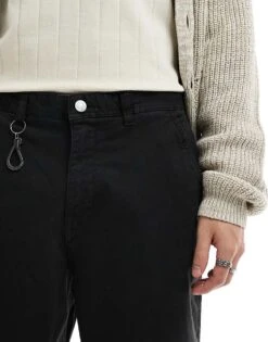 River Island Wide Leg Cargo Trousers Black For Men -Layered Clothes 207479555 3