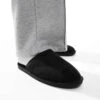 River Island Faux Fur Lined Slippers In Black For Men