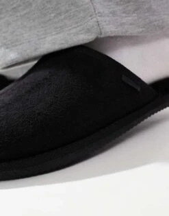 River Island Faux Fur Lined Slippers In Black For Men -Layered Clothes 207479578 4