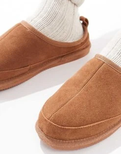 River Island Faux Suede Mule Slippers In Chestnut For Men Brown - Light -Layered Clothes 207479587 3