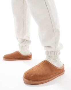 River Island Faux Suede Mule Slippers In Chestnut For Men Brown - Light -Layered Clothes 207479587 4