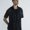 River Island Floral Lace Short Sleeve Shirt In Black For Men -Layered Clothes 207479643 1 black