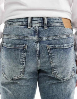 River Island Skinny Fit Jeans In Vintage Midwash Blue For Men Blue - Medium -Layered Clothes 207528613 4