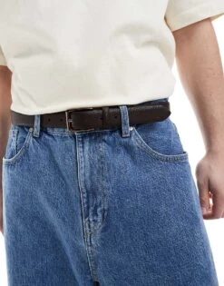 River Island Faux Pebble Leather Belt In Dark Brown For Men Brown - Dark -Layered Clothes 207569798 1 browndark 1