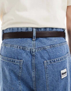 River Island Faux Pebble Leather Belt In Dark Brown For Men Brown - Dark -Layered Clothes 207569798 3