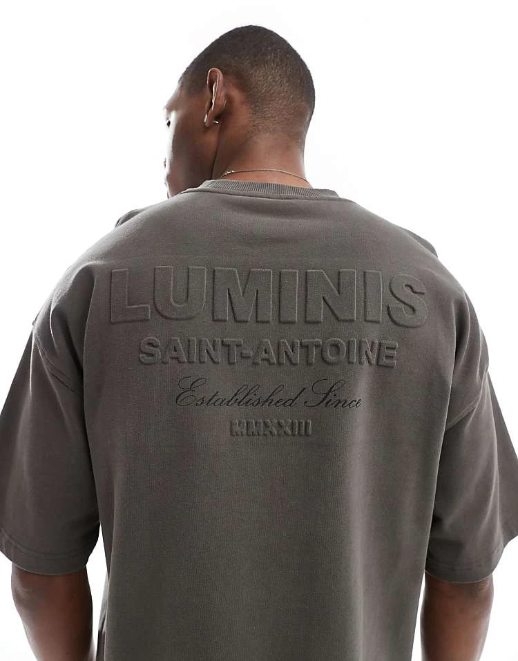 River Island Luminis Embossed Oversized T-shirt In Khaki For Men 7 River Island Luminis Embossed Oversized T-shirt In Khaki For Men - Image 5