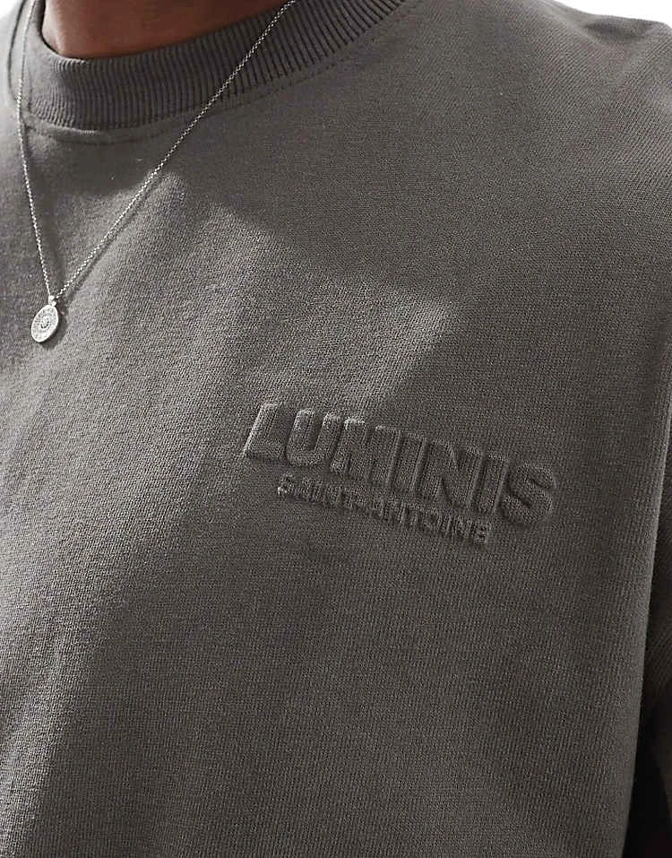 River Island Luminis Embossed Oversized T-shirt In Khaki For Men 6 River Island Luminis Embossed Oversized T-shirt In Khaki For Men - Image 4