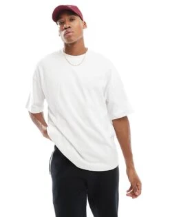 River Island Luminis Embossed Oversized T-shirt In White For Men -Layered Clothes 207609289 4