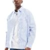 River Island Relaxed Fit Shirt In Blue Stripe For Men Blue - Light -Layered Clothes 207609300 1 bluelight