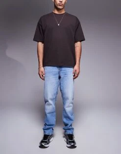 River Island Straight Fit Jeans In Lightwash Blue For Men Blue - Light -Layered Clothes 207609310 1 bluelight 1