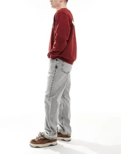 River Island Loose Fit Jeans In Grey For Men Grey - Light -Layered Clothes 207609311 3