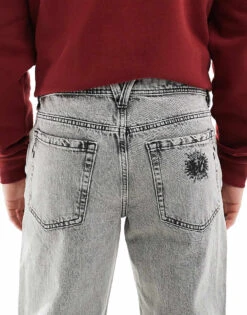 River Island Loose Fit Jeans In Grey For Men Grey - Light -Layered Clothes 207609311 4