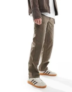 River Island Relaxed Fit Workwear Trousers In Brown For Men -Layered Clothes 207609360 5