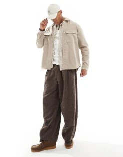 River Island Overshirt In Light Stone For Men Stone - Light -Layered Clothes 207609397 1 stonelight 1