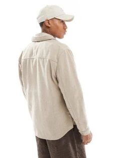 River Island Overshirt In Light Stone For Men Stone - Light -Layered Clothes 207609397 3