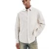 River Island Relaxed Fit Shirt In Beige Stripe For Men Stone - Medium -Layered Clothes 207609404 1 stonemedium