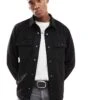River Island Faux Suede Overshirt In Black For Men -Layered Clothes 207609411 1 black
