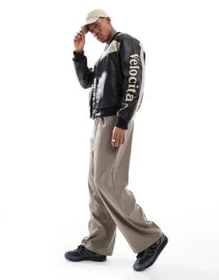 River Island Mono Sport Bomber Jacket In Black For Men