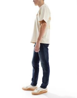 River Island Skinny Fit Jeans In Faded Darkwash Blue For Men Blue - Dark -Layered Clothes 207622119 3