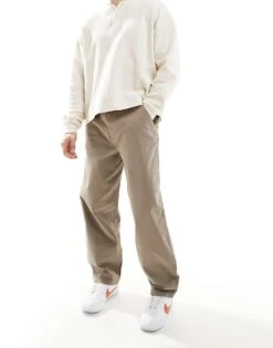 River Island Wide Leg Cargo Trousers Medium Stone For Men Stone - Medium -Layered Clothes 207622120 1 stonemedium 1