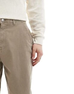 River Island Wide Leg Cargo Trousers Medium Stone For Men Stone - Medium -Layered Clothes 207622120 5