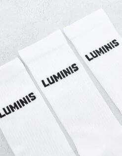 River Island Luminis Script Tube Socks In White For Men -Layered Clothes 207622165 3