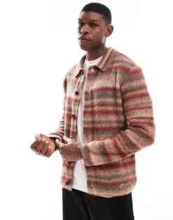 River Island Brushed Stripe Cardigan In Multi For Men Pink - Medium 11 River Island Brushed Stripe Cardigan In Multi For Men Pink - Medium -Layered Clothes 207622190 1 pinkmedium 1