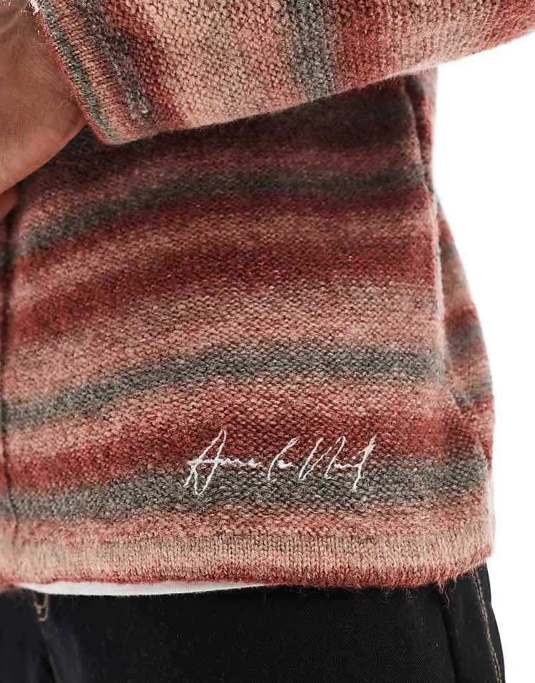 River Island Brushed Stripe Cardigan In Multi For Men Pink - Medium 5 River Island Brushed Stripe Cardigan In Multi For Men Pink - Medium - Image 3