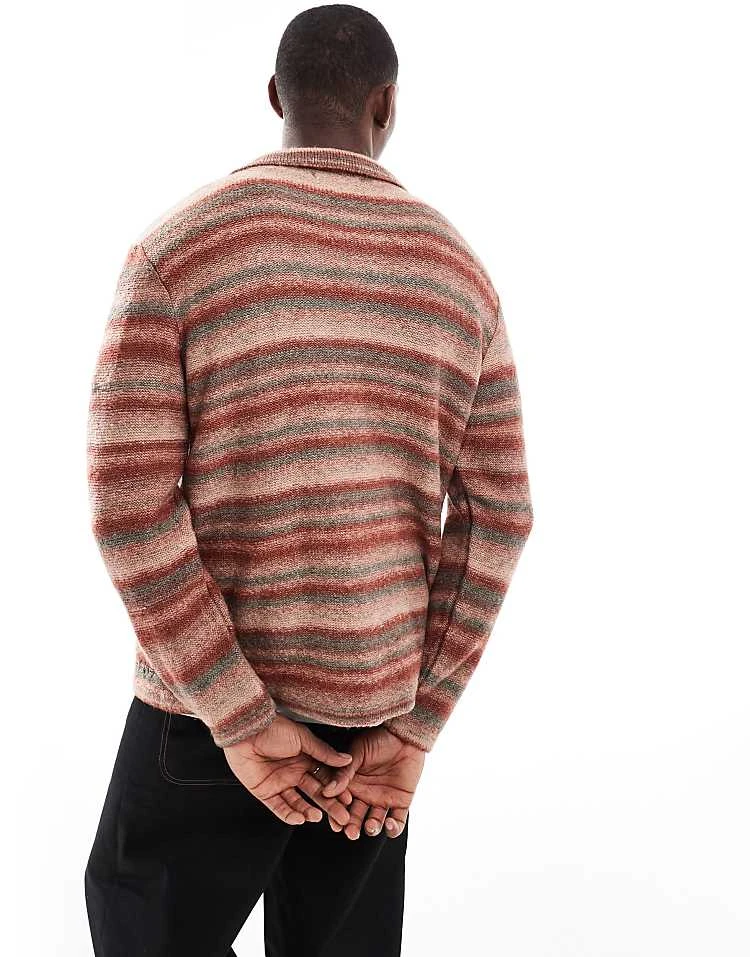 River Island Brushed Stripe Cardigan In Multi For Men Pink - Medium 6 River Island Brushed Stripe Cardigan In Multi For Men Pink - Medium - Image 4