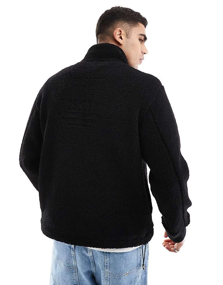 River Island 1987 Half Zip Fleece In Black For Men 6 River Island 1987 Half Zip Fleece In Black For Men - Image 4