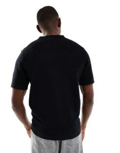 River Island Knitted T-shirt In Black For Men -Layered Clothes 207627297 4