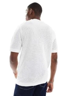 River Island Knitted T-shirt In White For Men -Layered Clothes 207627313 4