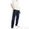 River Island Linen Blend Pull On Trousers In Navy For Men -Layered Clothes 207627314 1 navy