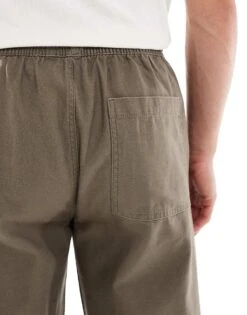 River Island Linen Blend Pull On Trousers In Brown For Men -Layered Clothes 207627428 4