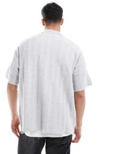 River Island Knitted Rib Over Shirt In Grey For Men Grey - Marl -Layered Clothes 207627431 3