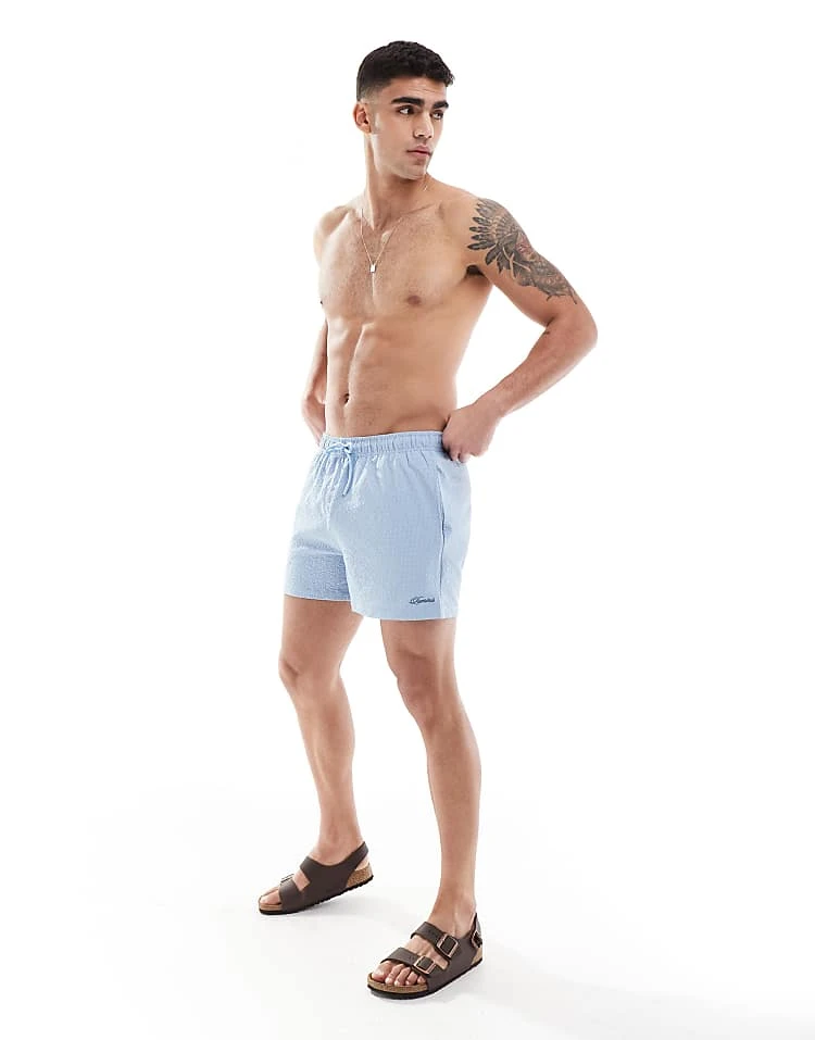 River Island Seersucker Swim Trunks In Light Blue For Men Blue - Light 4 River Island Seersucker Swim Trunks In Light Blue For Men Blue - Light - Image 2