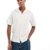 River Island Revere Collar Textured Shirt In Ecru For Men -Layered Clothes 207627462 1 ecru
